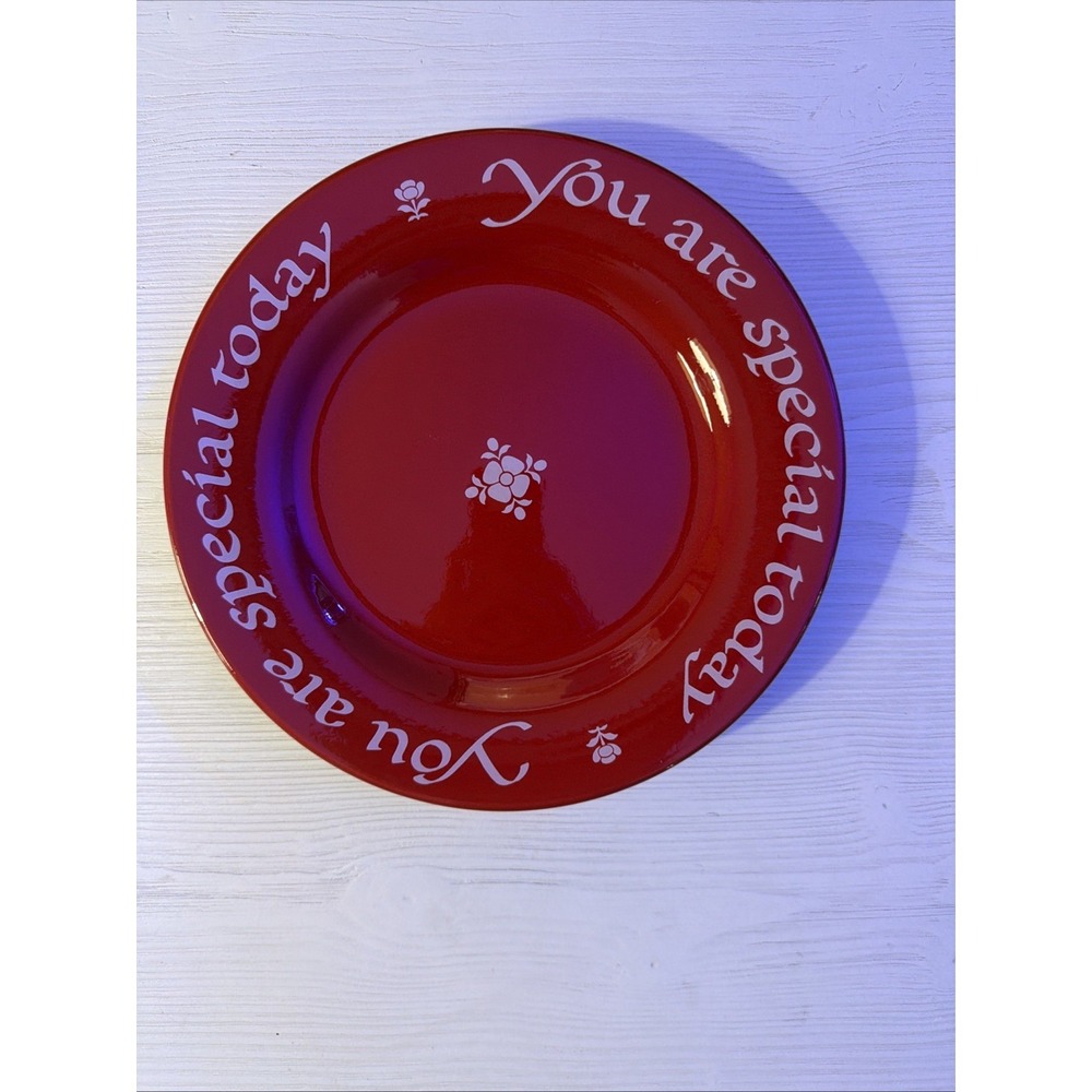 The Original Red Plate Co Dinner Plate You Are Special Today Red 10.5" Excellent - Picture 4 of 6